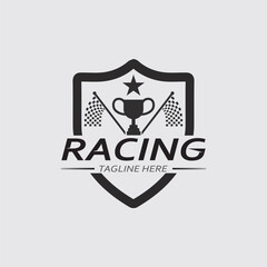 Race and speed logo icon vector  Race flag  racing illustration logo design