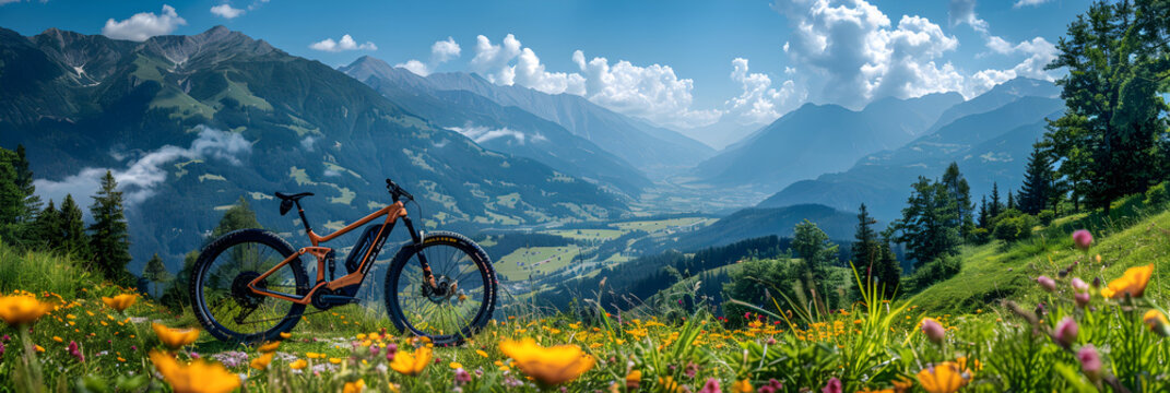 Mountain E-Bike In Austria. E-bike Bicycle 3d image wallpaper 
