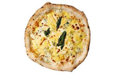 Fresh italian classic original pizza isolated on white background.1