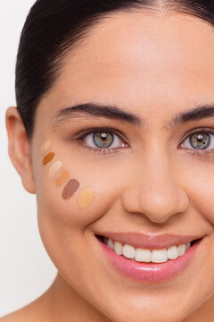 Makeup Foundation Swatches on Model's Face