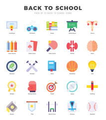 Set of Flat Back To School Icons. Flat art icon. Vector illustration