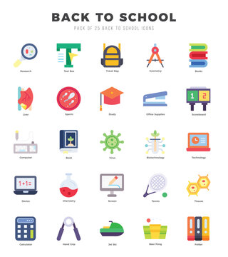 Set of Back To School icons. Vector Illustration.