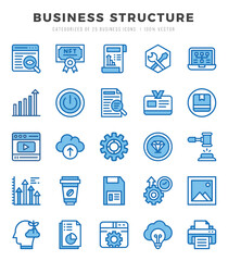 Set of Business Structure icons in Two Color style. Two Color Icons symbol collection.