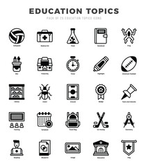 Set of Education Topics icons. Vector Illustration.
