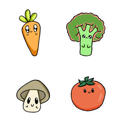 cute kawaii vegetable character illustration