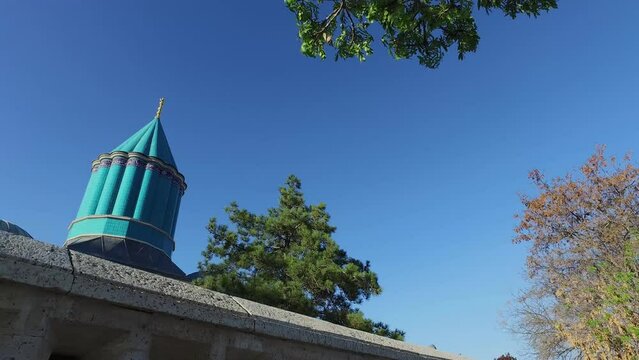  Mevlana Museum Konya. Turkey, The Mausoleum of Javal ad-Din Muhammad Rumi. 4k Pan video.