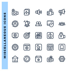 25 Facebook Lineal icons pack. vector illustration.