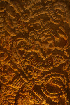 Ornamental Details From Mayan Pyramid In Mexico.
