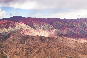 Fototapeta na wymiar multicolored mountains located in the town of Humahuaca, Argentina