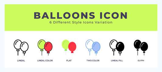 Balloons icon symbol. logo illustration with different styles