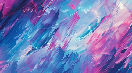 Fotobehang A digital art piece featuring an abstract background with colorful, textured strokes in pink and blue hues Generative AI © SKIMP Art