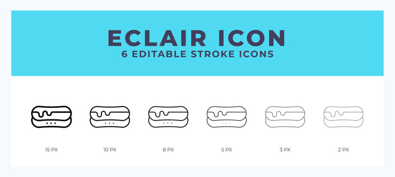 Eclair icon with different stroke. Vector illustration.