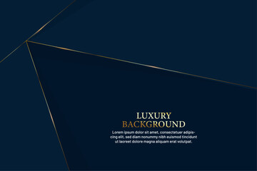 Abstract polygonal pattern luxury golden line with dark navy blue template background. Luxury and elegant design. Overlay of geometric shape. You can use for ad, poster, banner. Vector illustration