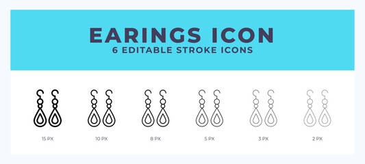 Earrings icon symbol. Logo illustration thin line. Bold line vector icons. Editable stroke