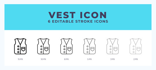 Vest icon vector for web. And mobile app. Editable stroke outline icon.