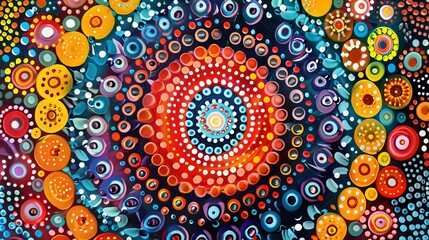 Colorful dot mandala design for acrylic painting. Create abstract ethnic round ornaments by painting dots point to point. Inspired by Islamic, Arabic, and Indian art styles. - obrazy, fototapety, plakaty