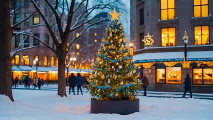 Beautiful Christmas tree on the street