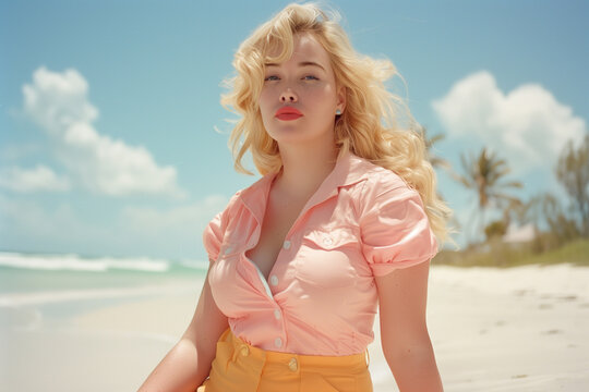 A blonde girl on a beach 