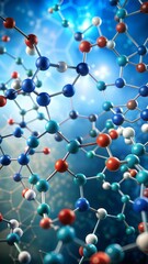 Detailed 3d illustration of a dna helix with atoms and bonds in crisp focus