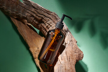 Natural Cosmetic product presentation and dried twigs decorated