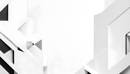 Fototapeta premium Abstract geometric background with a minimalist black and white design featuring angular shapes and a clean, modern aesthetic.