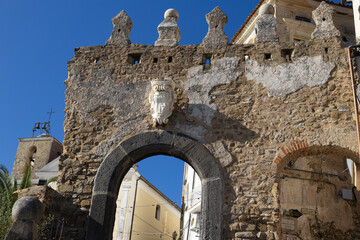 Entrance door of The Angevin-Aragonese castle of Agropoli, a small town in the Cilento Coast