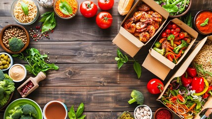 Discover the convenience of home-delivered healthy meals. Enjoy nutritious and tasty food while staying indoors, promoting a balanced diet. - obrazy, fototapety, plakaty
