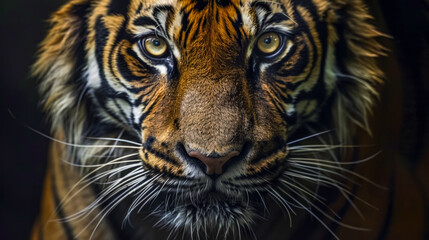 Intense gaze of a sumatran tiger