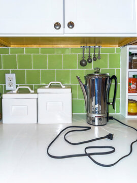 Morning Coffee Routine with vintage coffee  percolator 