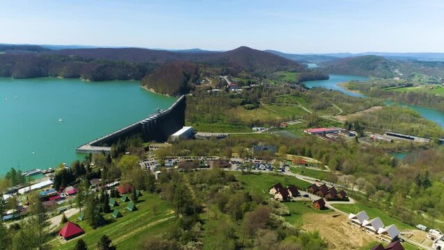 Solina Beautiful Village In Bieszczady Mountains Aerial View Poland