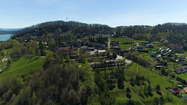 Solina Beautiful Village In Bieszczady Mountains Aerial View Poland