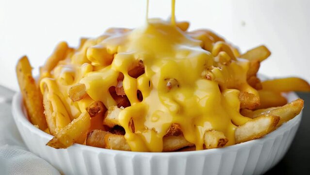 Cheese Fries in a White Bowl
