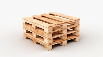 Stack of wooden pallets isolated on white background.