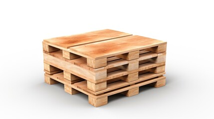 Stack of wooden pallets isolated on white background.