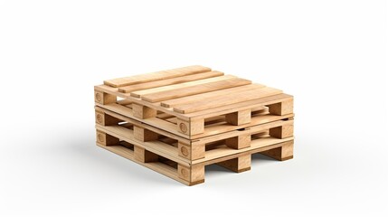 Stack of wooden pallets isolated on white background.