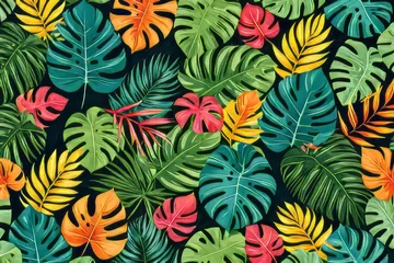 Selbstklebende Fototapeten Vibrant tropical greenery with a burst of colorful leaves. © Anna