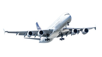 Large passenger aircraft or commercial airplane isolated on white background.
