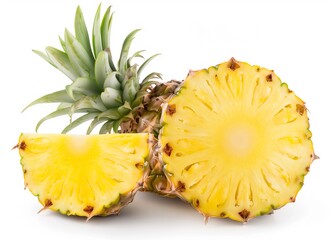 Twin Halves: Realistic Pineapple Halves Captured with Canon EOS Style