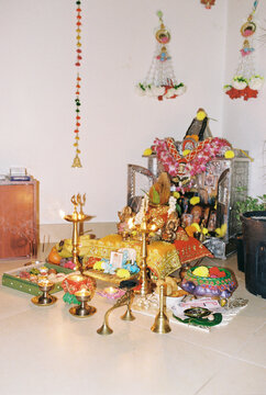 Diwali holiday home decoration corner