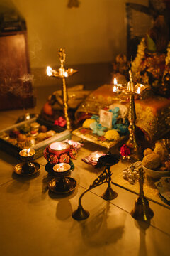 Diwali holiday home decoration corner