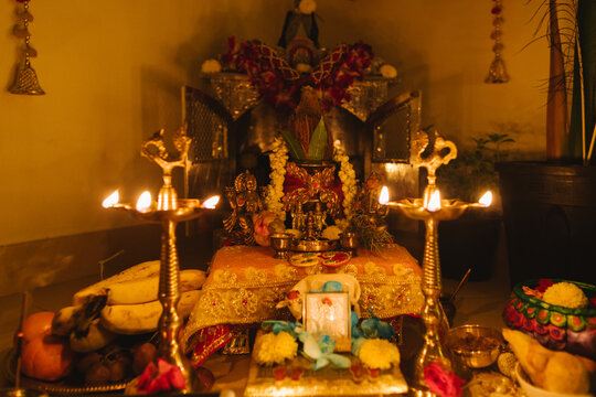 Diwali holiday home decoration corner