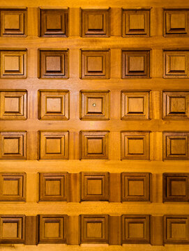 Peephole in Vintage Seventies wooden door 