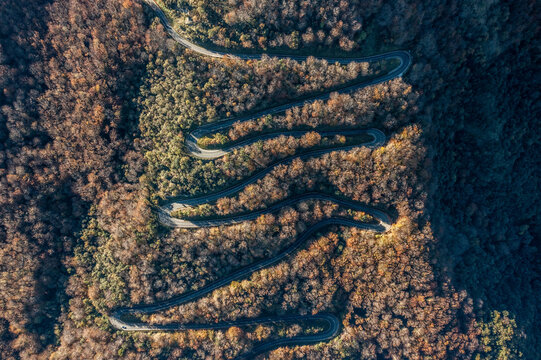 mountain road with sharp turns