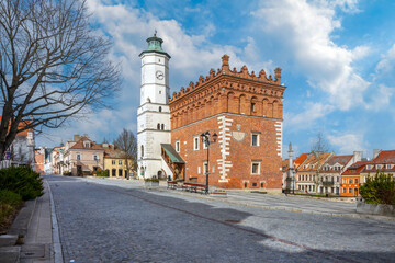 Old town of Sandomierz town at spring time.