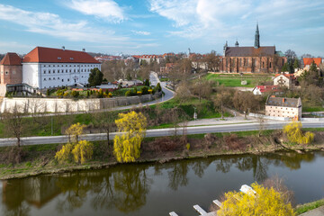 Aerial view on old town of Sandomierz at spring time. - 777763104