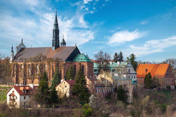 Aerial view on old town of Sandomierz at spring time. - 777763105