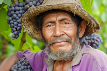 Vineyard worker are harvesting grapes in the vineyard to make wine