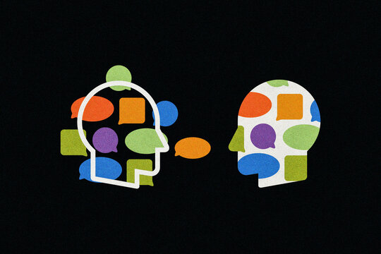 Open Minded Conversation Concept. Extrovert and Introvert 