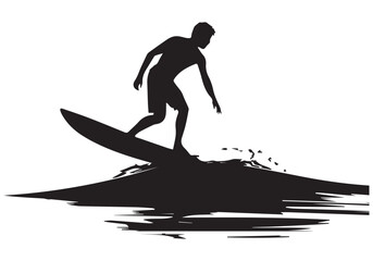 Black surfers with surfboards vector silhouettes set isolated on white background