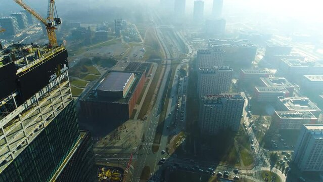 Aerial View Of The Tallest Building In Katowice. KTW II